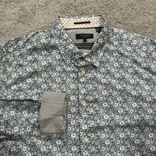 Ted Baker Button Up Shirt Mens Size 6 Floral Print Long Sleeve Reverse Cuffs