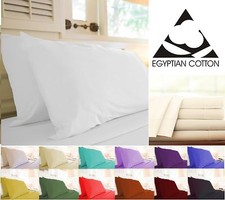 Pillowcases 2 Pack Egyptian Cotton 200TC Bed Room Pillow Cases Pair 14 Colours