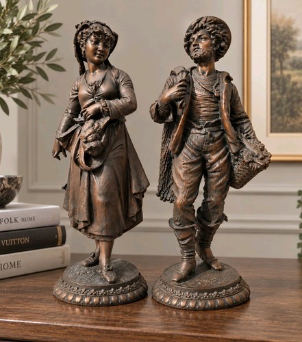 Antique pair bronzed spelter - pair,