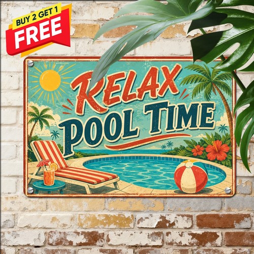 Retro pool room round - room, sign