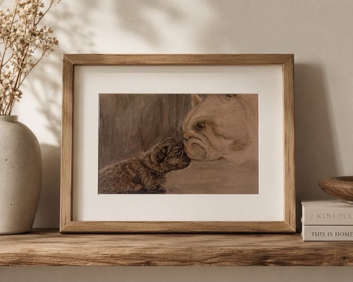 French bulldog puppy art - french,