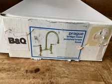 B&Q Prague Brass Finish Bridge Mixer Tap Set