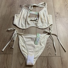 New Ladies Wolf & Whistle cream underwire bikini swimwear set size 36 G / 14