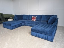 U Shape Sofa Royal Blue Velvet