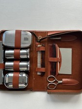 Men's Vintage Travel Grooming Set with Leather Case