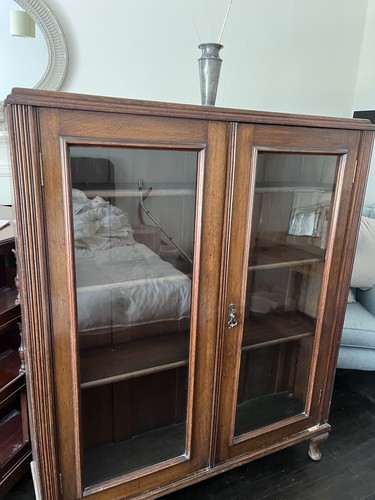 Antique bookshelf with - antique,