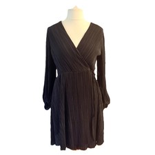 H&M Black Pleated Wrap Style Dress Size Large Brand new with tags 
