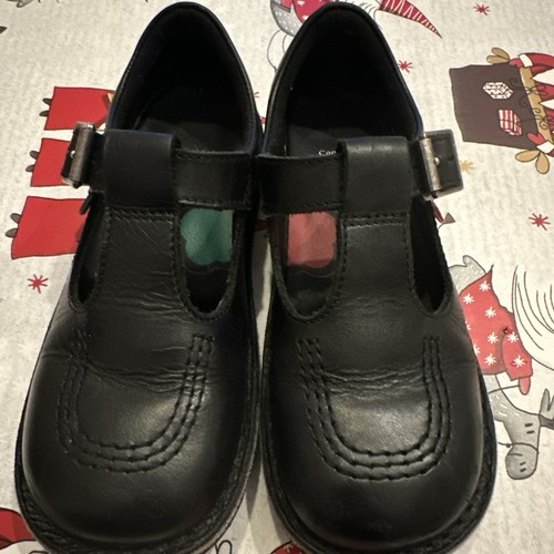Kickers black leather girls - black,