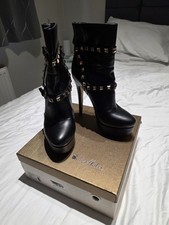Only Maker Black Studded Platform Ankle Boots Size UK 8