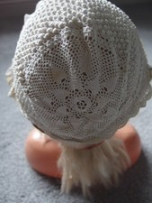 Antique Victorian crochet lace nightcap bonnet