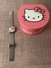 Sanrio Women Hello Kitty HK695J Silver Tone Mesh Band Quartz Analog Watch w Box