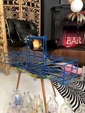 Mid Century Kitchenalia Blue Powder Coated Metal Milk Crate Large To Hold 12