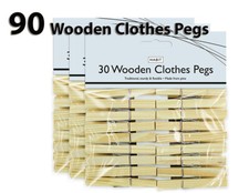 90 Solid Wooden Clothes Pegs
