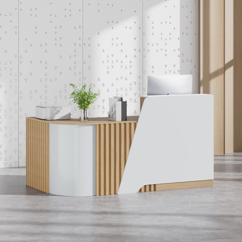 Shaped reception desk with - reception,