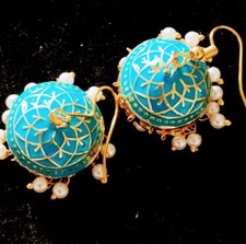 Aqua Blue Indian Bell Jhumka