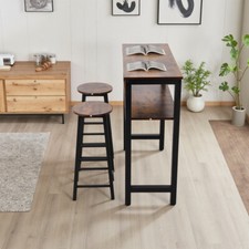 Industrial Bar Table and Stools Rustic Pub Cafe Storage Shelf Breakfast Kitchen