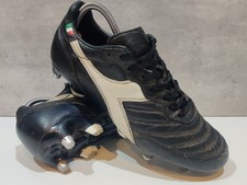 Diadora Brasil K MPH [K-Leather] SG Football Boots (Black / White) UK 8