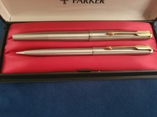 Parker 65 Flight Fountain Pen 14k Nib GP trim  & Mechanical Pencil Set in Box
