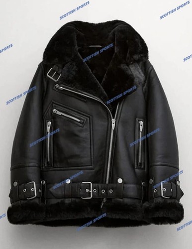 Women black fur collar aviator - women,