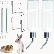 ZKFSIE Rabbit Water Bottle 2 PCS, Pet Drinking Bottle with Holder for Small Pets