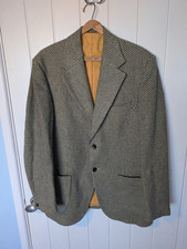 1960s Fox Clothes Of London Birdseye Tweed Bespoke Jacket 40"R Made In England
