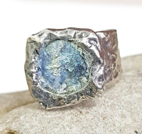 Roman glass silver - 925, ring