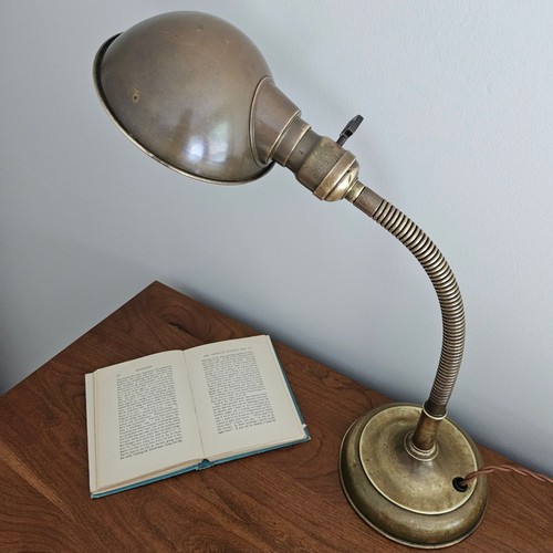 Vintage brass gooseneck desk - vintage,