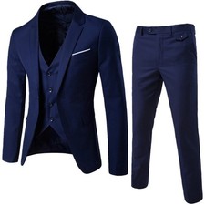 Men's Suits One Button Slim Fit 3-Piece Suit Business Formal Jacket Pants Set UK