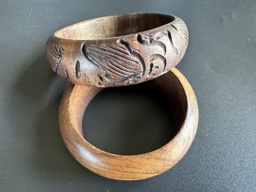 Vintage wooden bangle set hand - wooden,