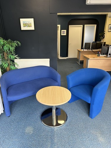 Blue waiting room office - office, tub