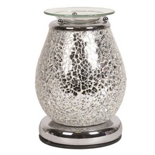 Electric Wax Burner Aroma Melt Warmer With Touch Control - Silver Crackle