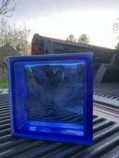 38 x Blue Glass Blocks 19cm – Made in Germany, Wavy Wall Bricks  Collection Only