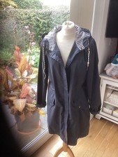 Ladies Seasalt Navy Rain Jacket Size 12 with Hood and Pockets Waterproof