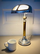 Original Art Deco Chrome & Brass Adjustable Desk / Table Lamp by Pirouette