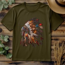 Feathered Fun: Indian Headdress Western Line Dancing Cowboy T-Shirt