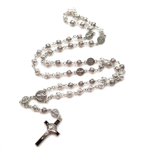 Metal prayer rosary necklace - metal,