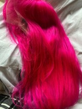 Linda deep pink straight lace front European 100% human hair wig