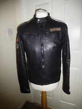 MANS BLACK LEATHER AVIATRIX CAFE RACER STYLE JACKET SIZE M