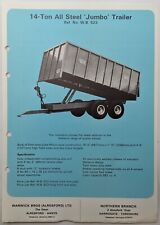 Original Warwick Brothers Trailers Single Sheet Brochure - Jumbo & Grain Bin