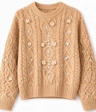 Beige Cable Knit Jumper