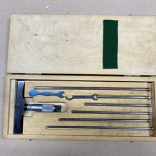 Shardlow Micrometer Set In Original Wooden Box, Vintage Tool