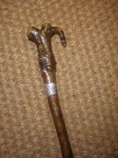 Antique Rustic Ladies Walking Stick With Floral Patterned Collar