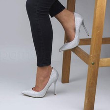 WOMENS LADIES HIGH HEEL WEDDING BRIDESMAID EVENING PARTY POINTED COURT SHOES