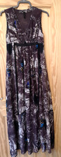 Ladies Long Maxi Dress Sz  Small. Grey with Butterflies. Firetrap .Tall. Summer