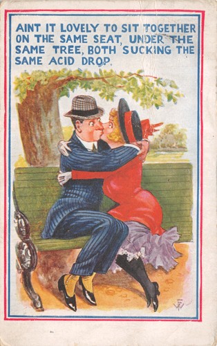 Old comic postcard courting - comic,