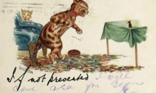 Antique Original Louis Wain Cat undivided back Postcard - Ginger Cat Posted 1904