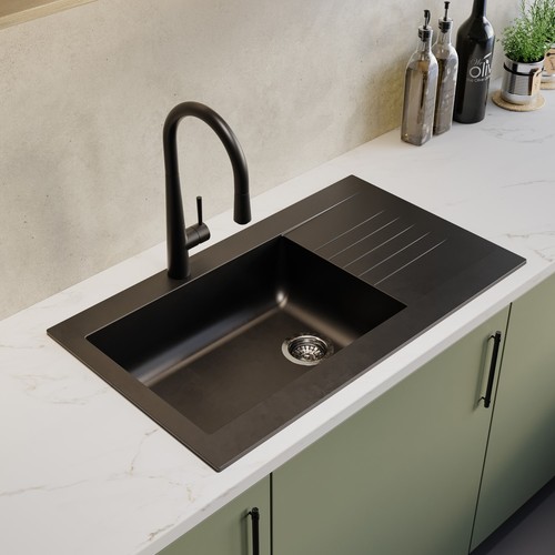 Single bowl black composite - bowl,