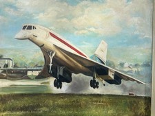 Original Painting of Concorde First Flight 002 Filton  1969 Signed