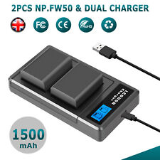 2x 7.4V NP-FW50 Battery + Charger For Sony a3000 a5000 A6000 A6500 NEX-5 A35 A37