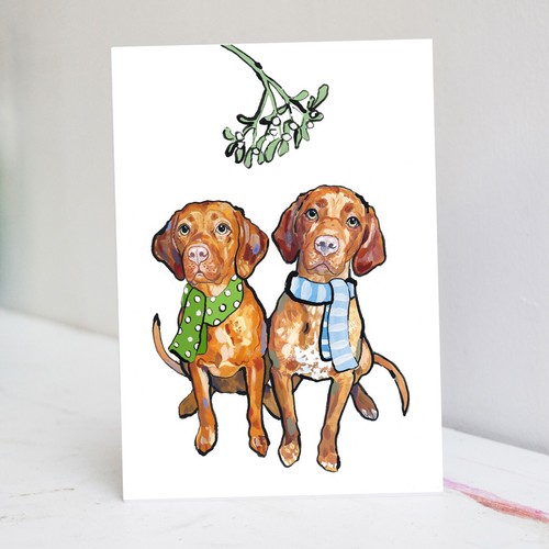 Vizsla christmas card - christmas,